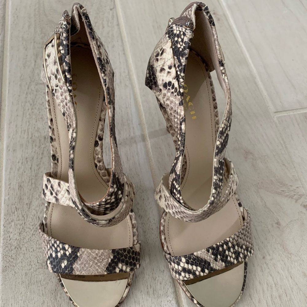 Coach Python Snake Skin Heels w/back zipper 6.5